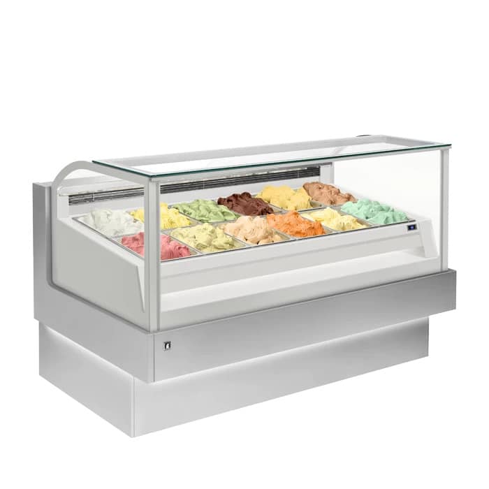 Vitrine à glace à grande visibilité avec vitrage panoramique et éclairage LED