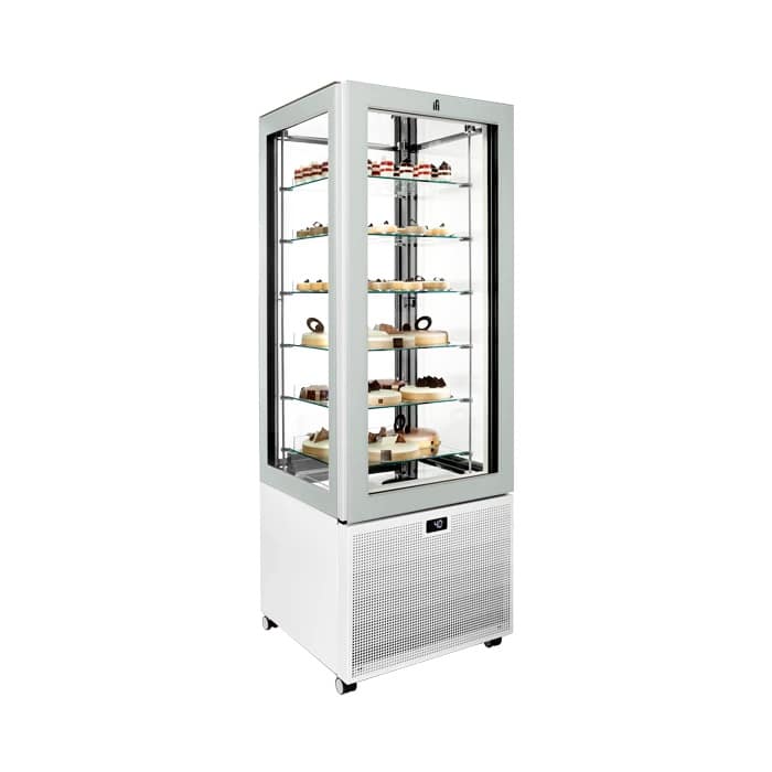 Vitrine à glace verticale réfrigérée avec portes vitrées pour présentation de crèmes glacées